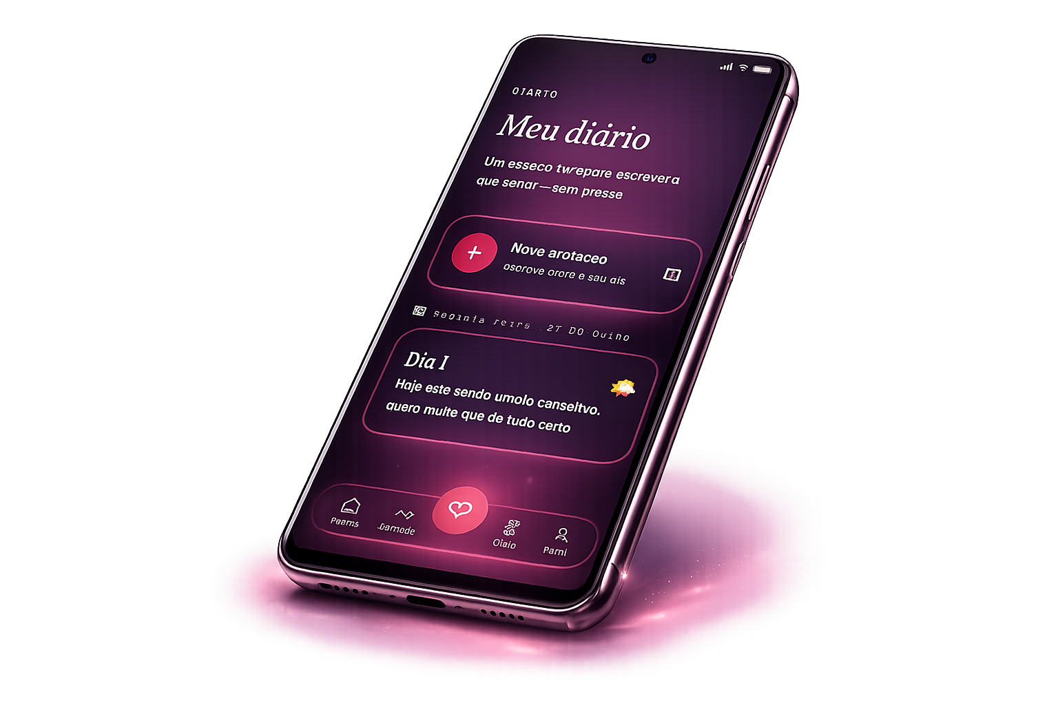 Tela de Diário Livre do Diário Emocional Feminino